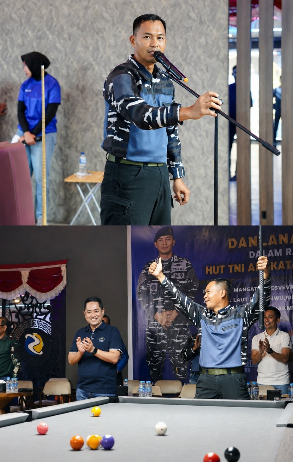 Kolonel Laut (P) Agung N. Kusumaji Resmi Buka Open Turnamen Billiard 9 Ball Danlanal Cup