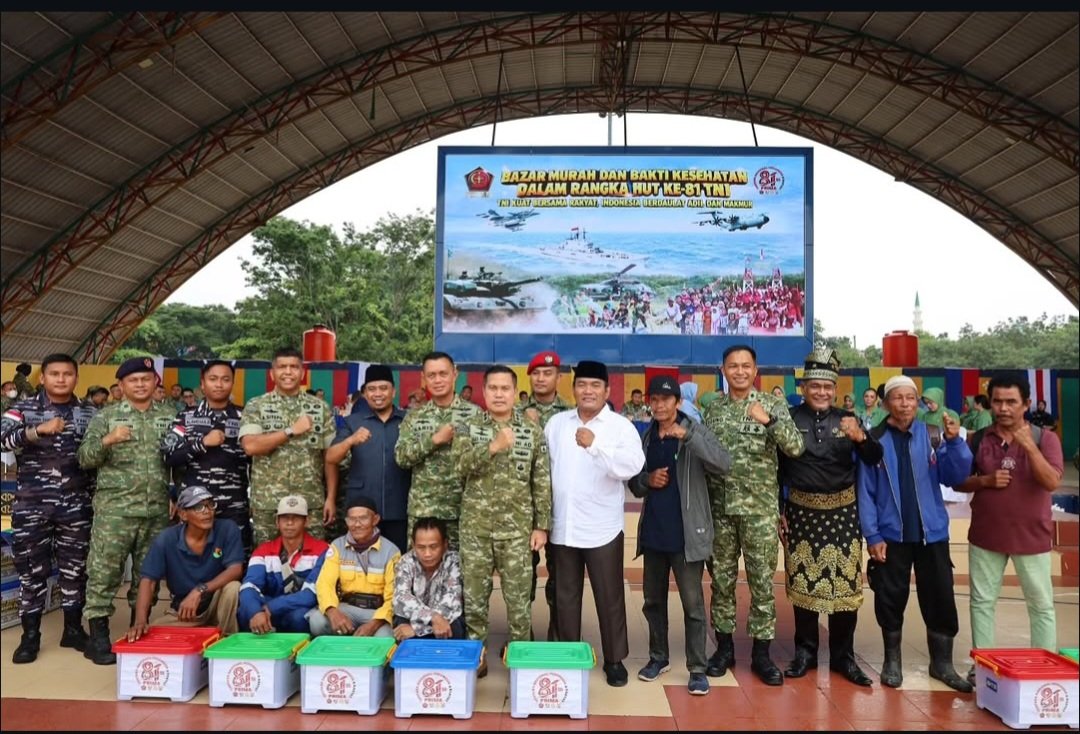Sambut HUT ke-81 TNI, Lanal Dumai Bersama Matra Angkatan Lainnya Gelar Donor Darah, Bazar Murah dan Pembagian Sembako