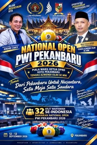Puluhan Wartawan Se-Indonesia Ramaikan National Open Biliard PWI Pekanbaru